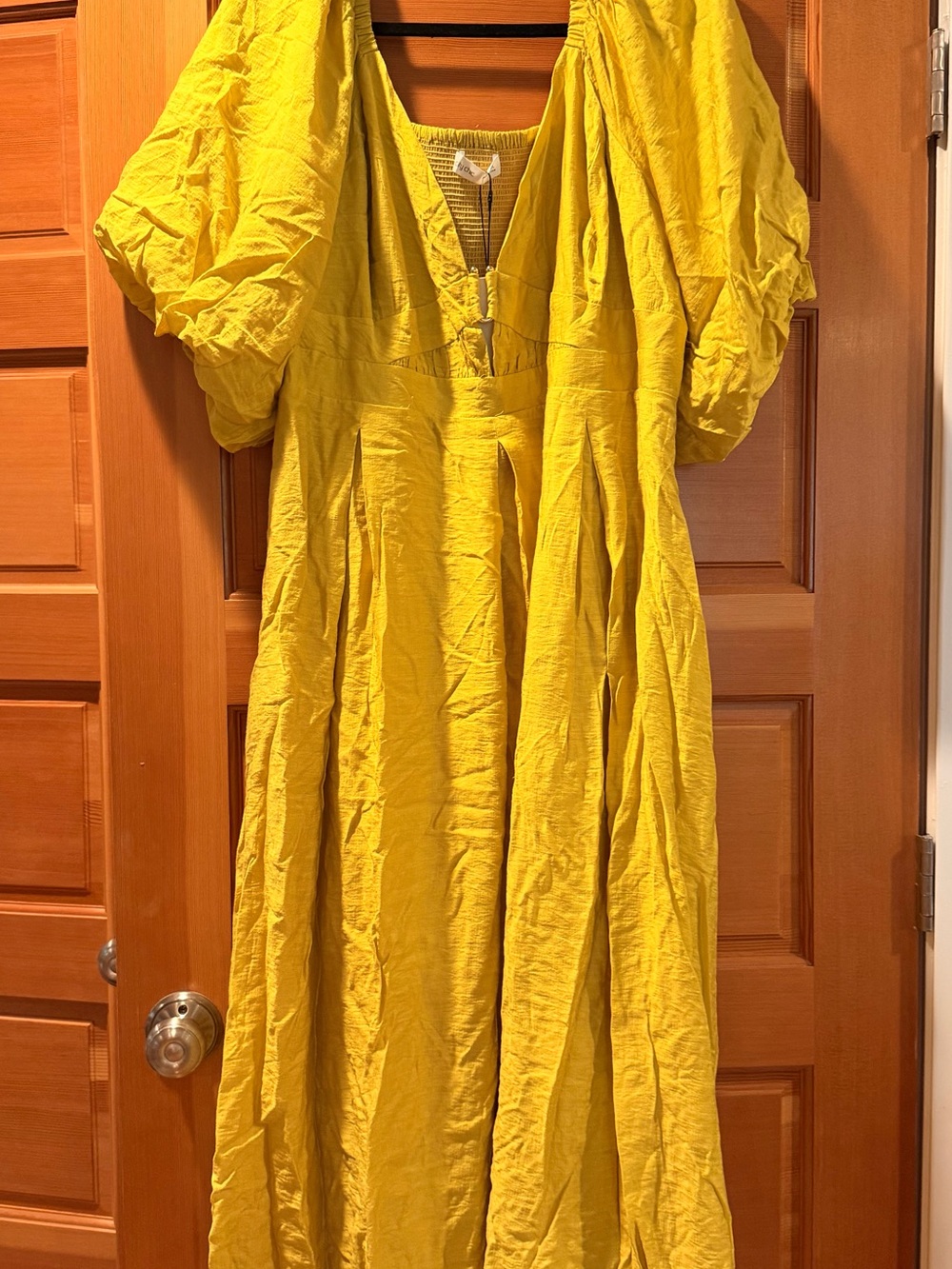 City Chic Bright Yellow Puff-Sleeve Maxi Dress